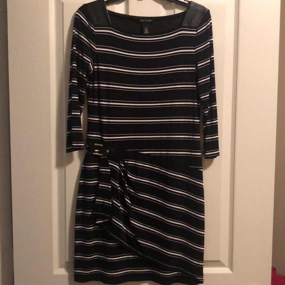 WHBM black & white striped dress, size 6